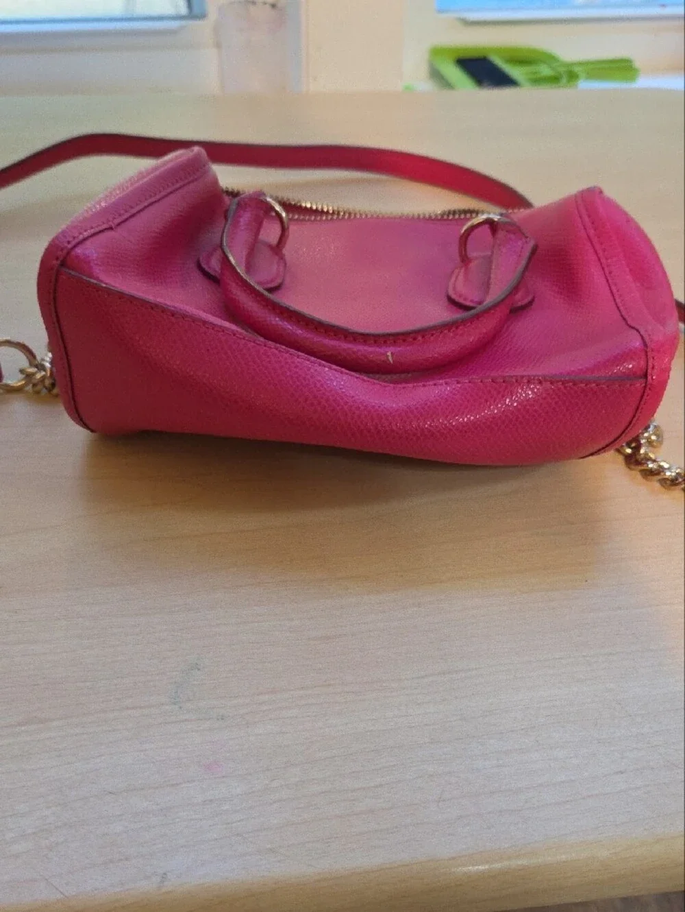 Coach Fuchsia Leather Crossbody Bag with Gold Hardware
